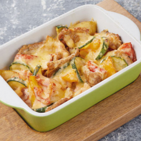 Гратен со свининой и овощами