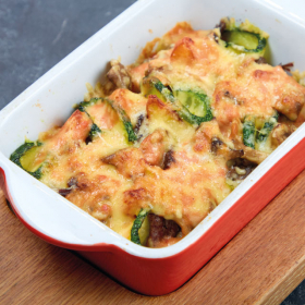 Гратен со щеками и грибами